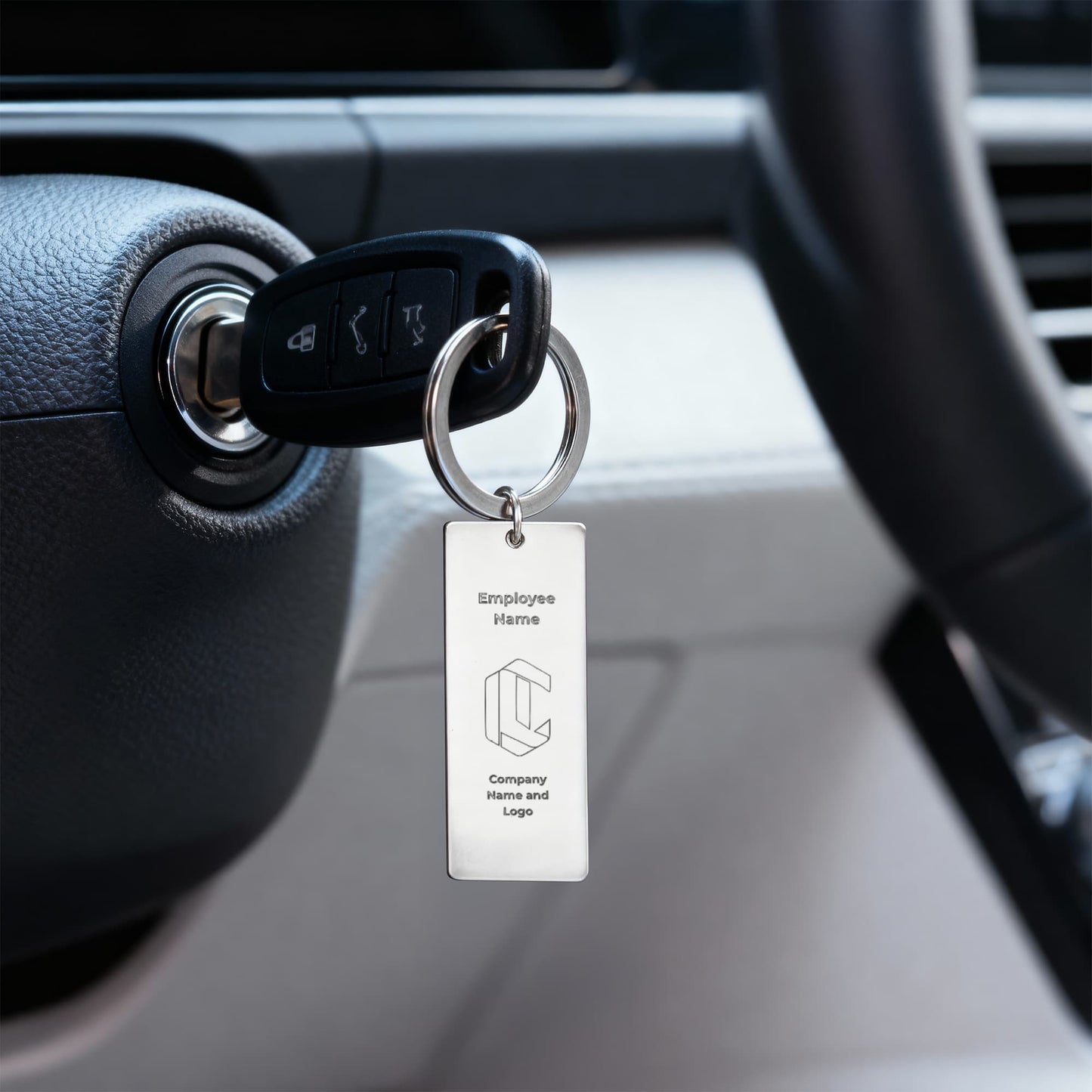 Engraved Rectangle Keychain- Business Branded keychain-Employee