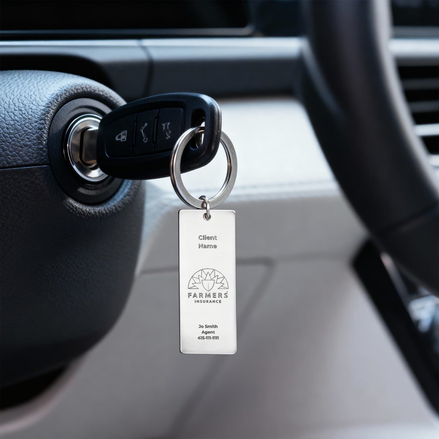 Engraved Rectangle Keychain- Customer Gift-Farmers Logo