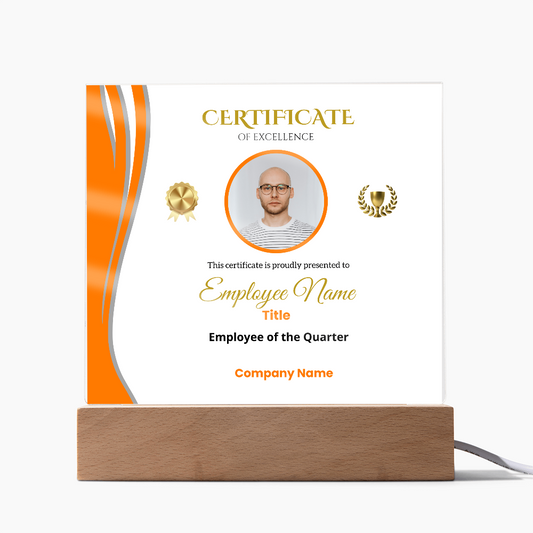 Square Acrylic Plaque-Employee Recognition-Quarter