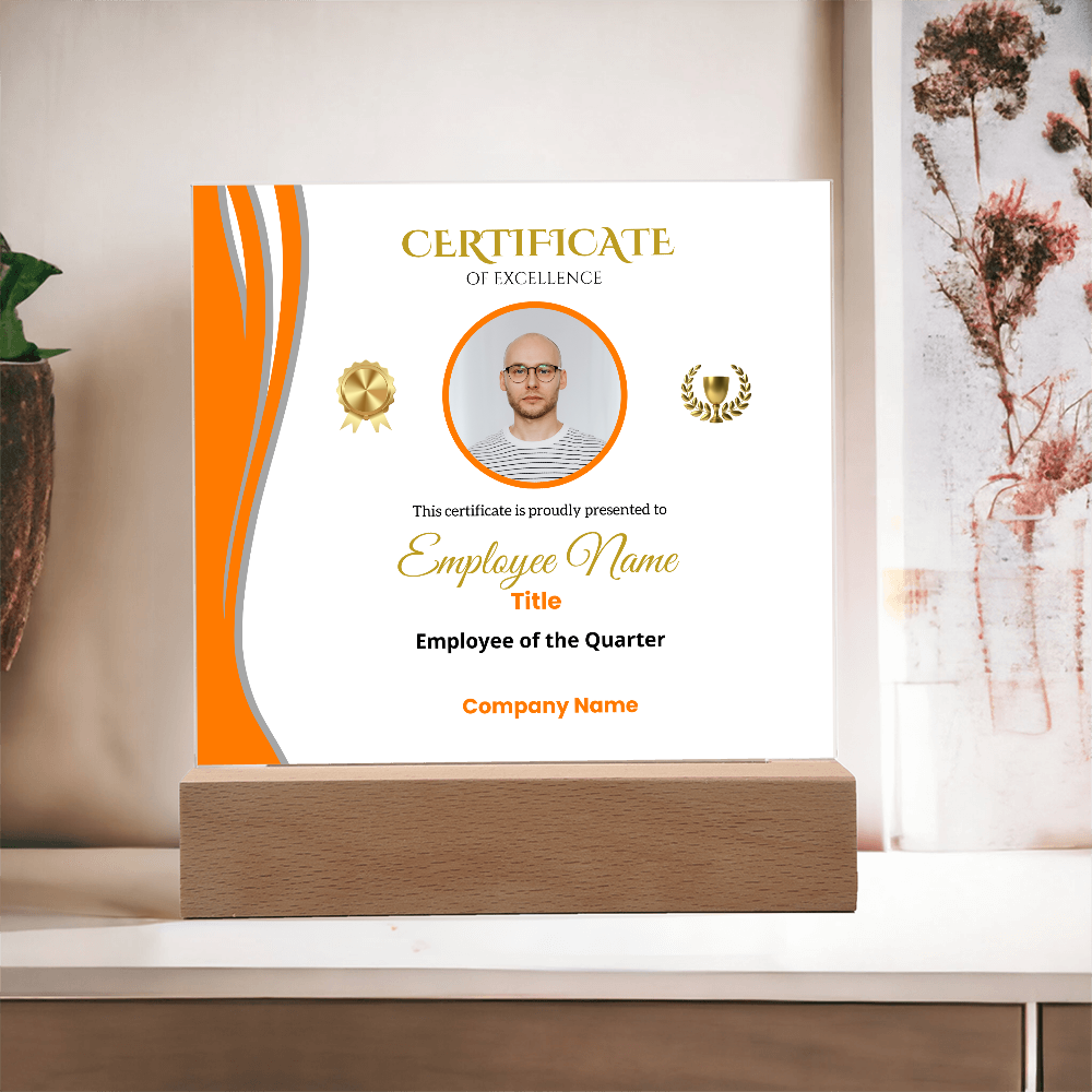 Square Acrylic Plaque-Employee Recognition-Quarter