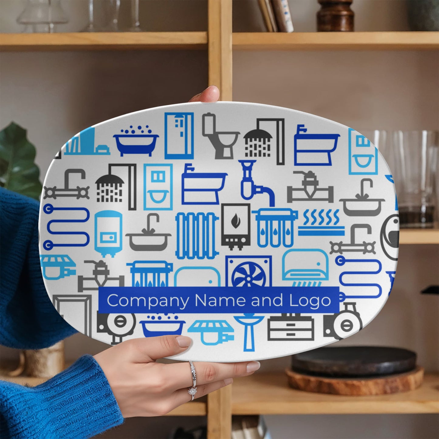 Custom printed serving 10” x 14” Platter- Business Branded Serving Platter