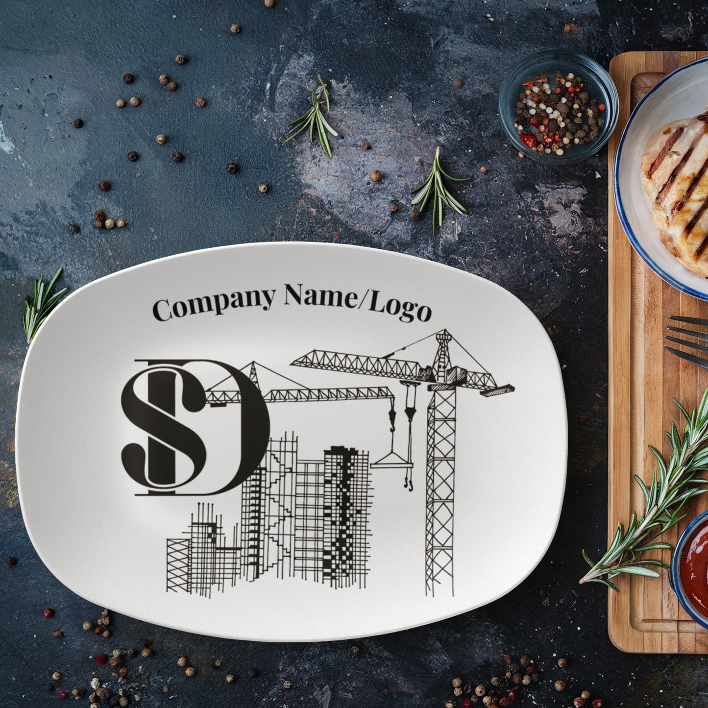 Custom printed serving 10” x 14” Platter- Business Branded Serving Platter