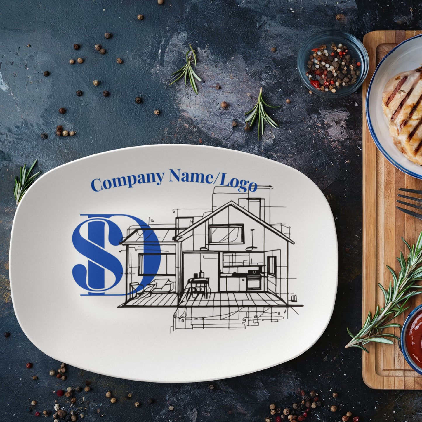 Custom printed serving 10” x 14” Platter- Business Branded Serving Platter