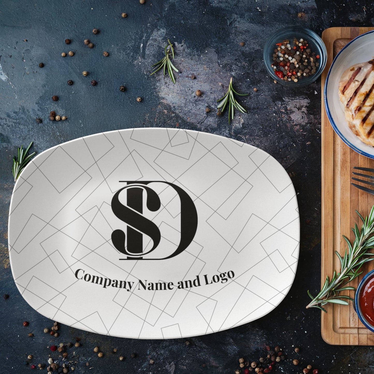 Custom printed serving 10” x 14” Platter- Business Branded Serving Platter
