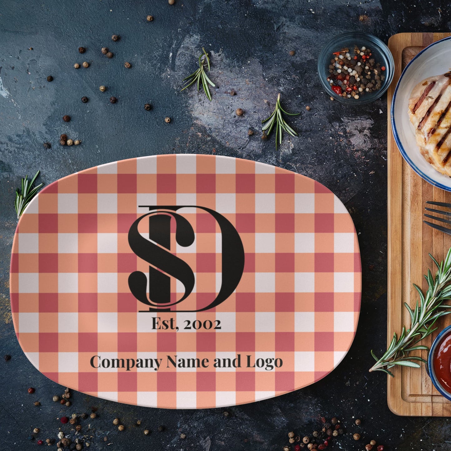 Custom printed serving 10” x 14” Platter- Business Branded Serving Platter