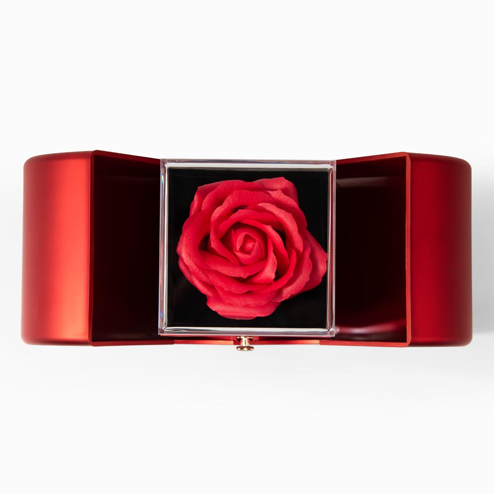 Elegant Rose Heart Box and Love knot Necklace Gift Set-Wife