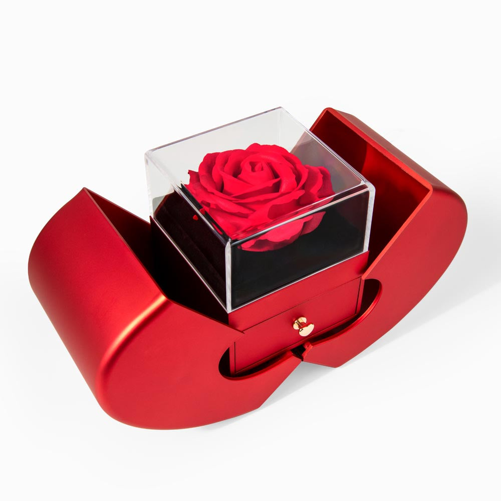 Elegant Rose Heart Box and Love knot Necklace Gift Set-Wife