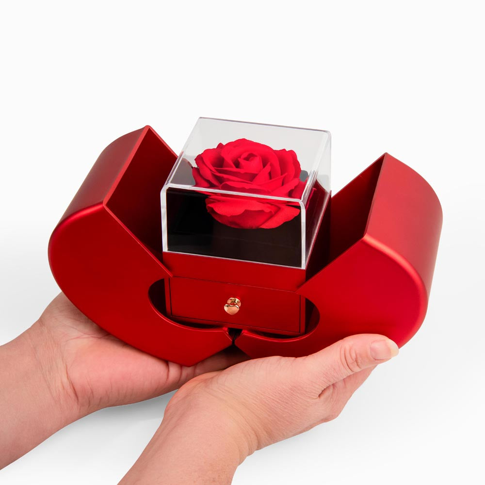 Elegant Rose Heart Box and Love knot Necklace Gift Set-Wife