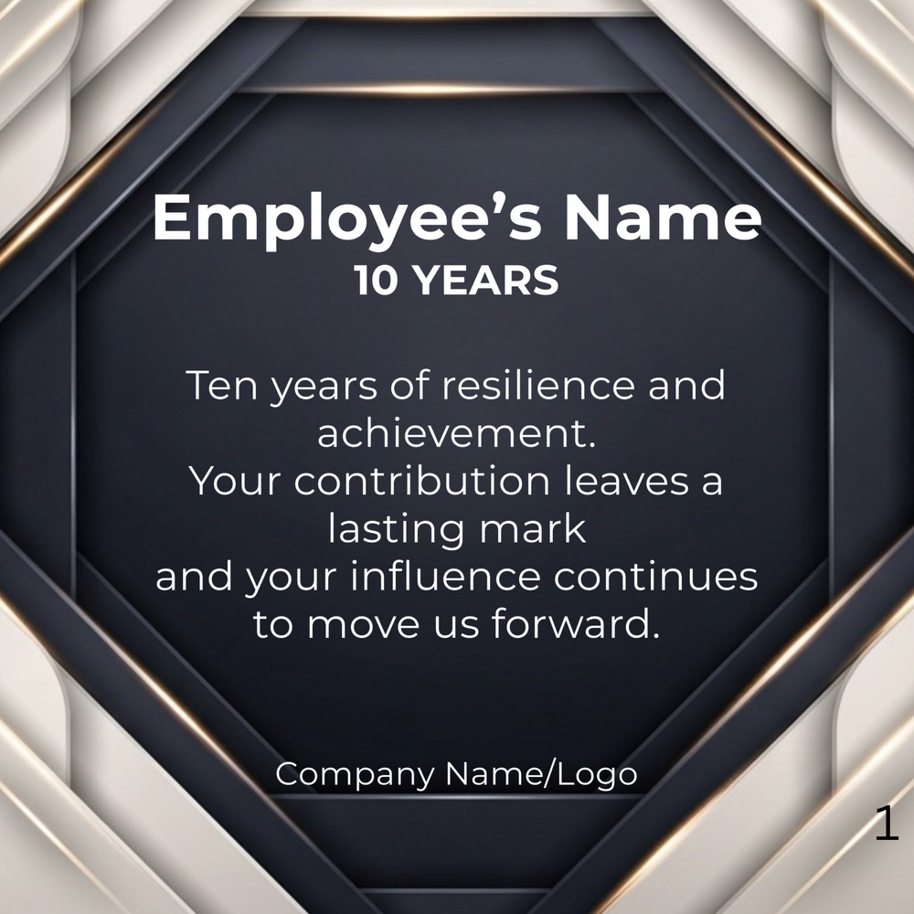Printed Acrylic Block- Employee Milestone 10 years