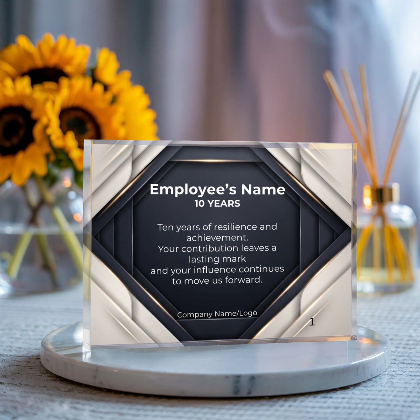 Printed Acrylic Block- Employee Milestone 10 years