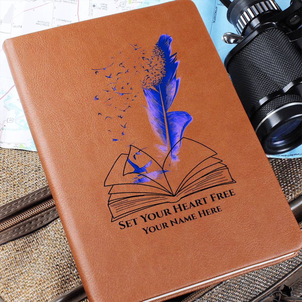 Graphic Leather Journal-Personalized Self Discovery- Blue Pen