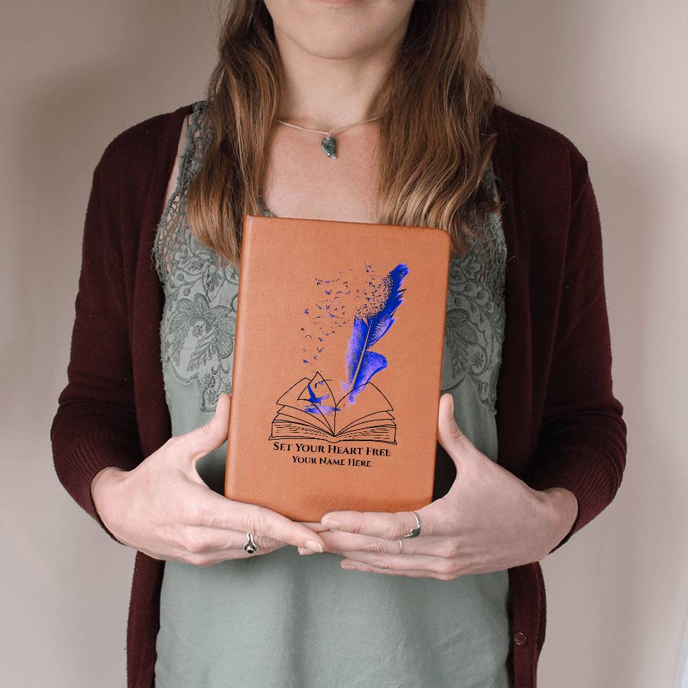 Graphic Leather Journal-Personalized Self Discovery- Blue Pen