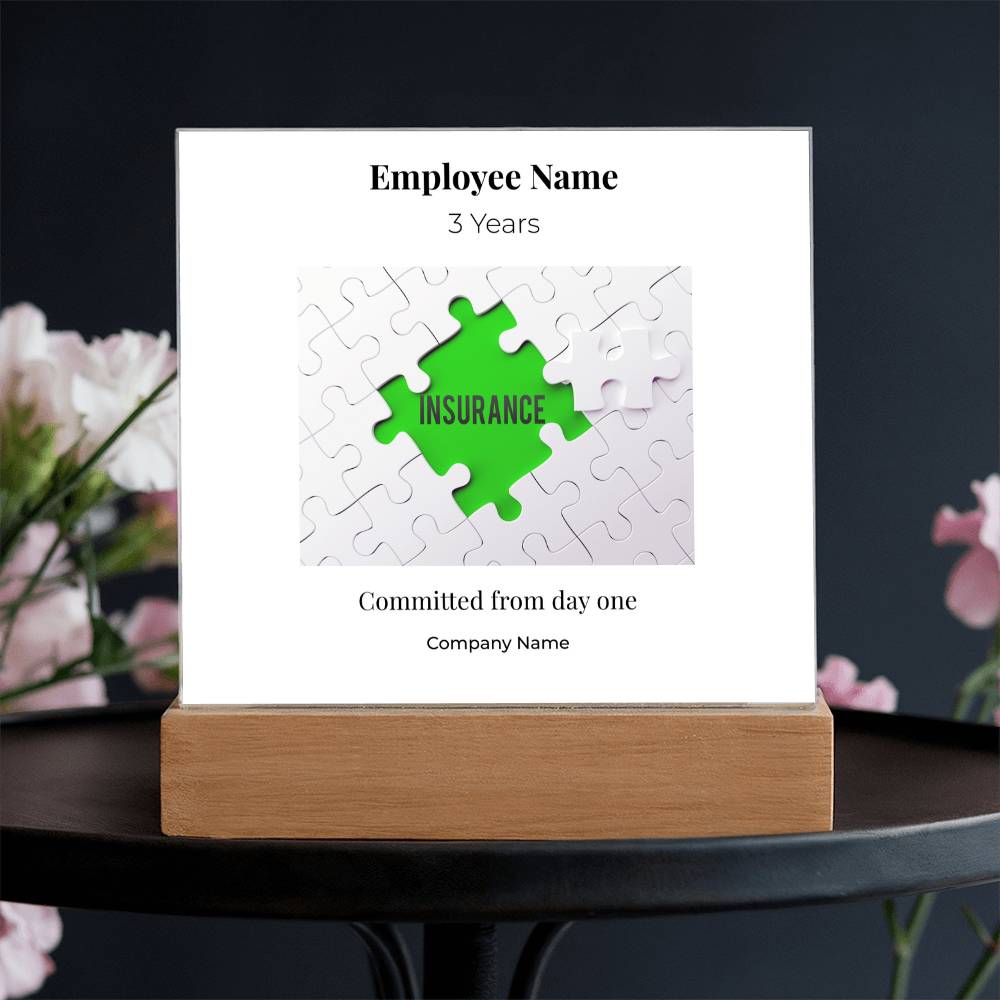 Acrylic Square Plaque -Employee Recognition 3years