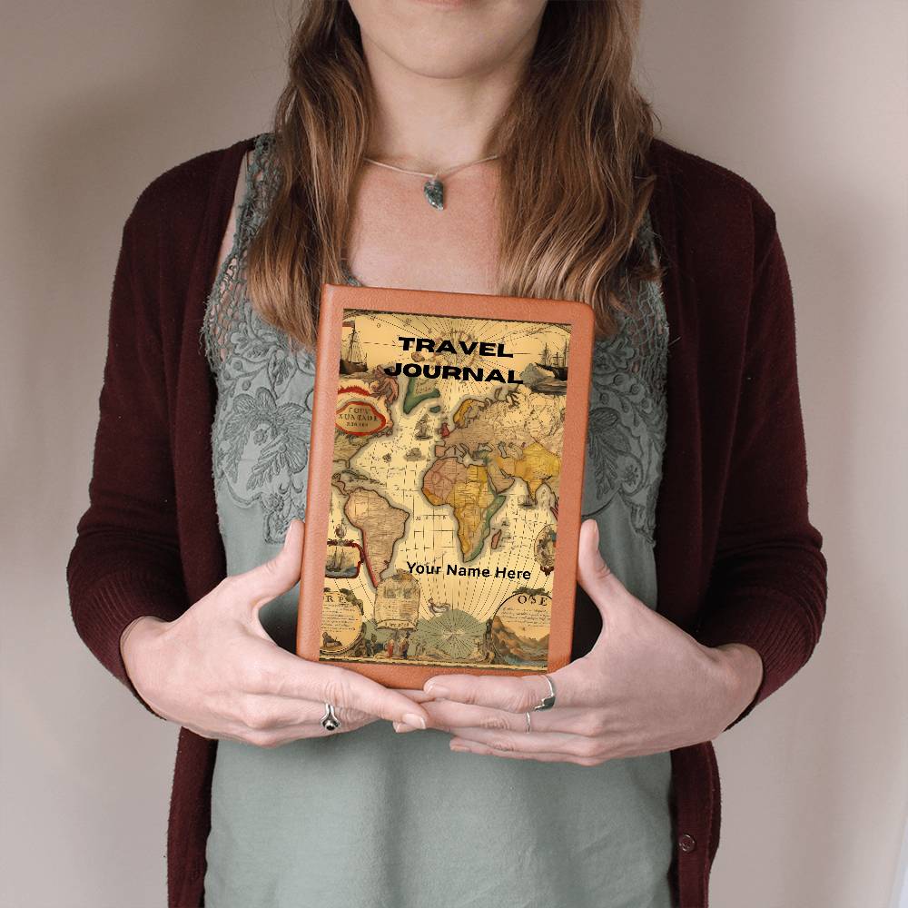Graphic Leather Journal– Meaningful Travel Gift Journal-Map