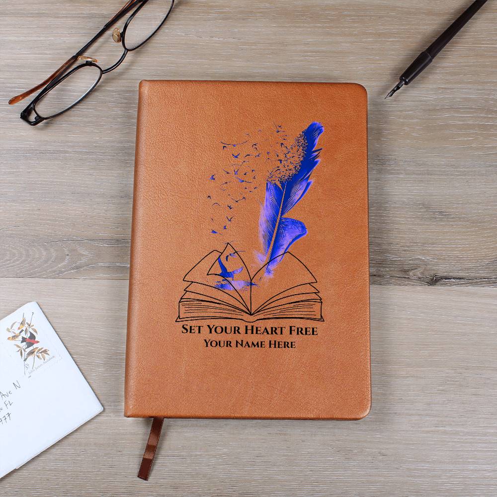 Graphic Leather Journal-Personalized Self Discovery- Blue Pen
