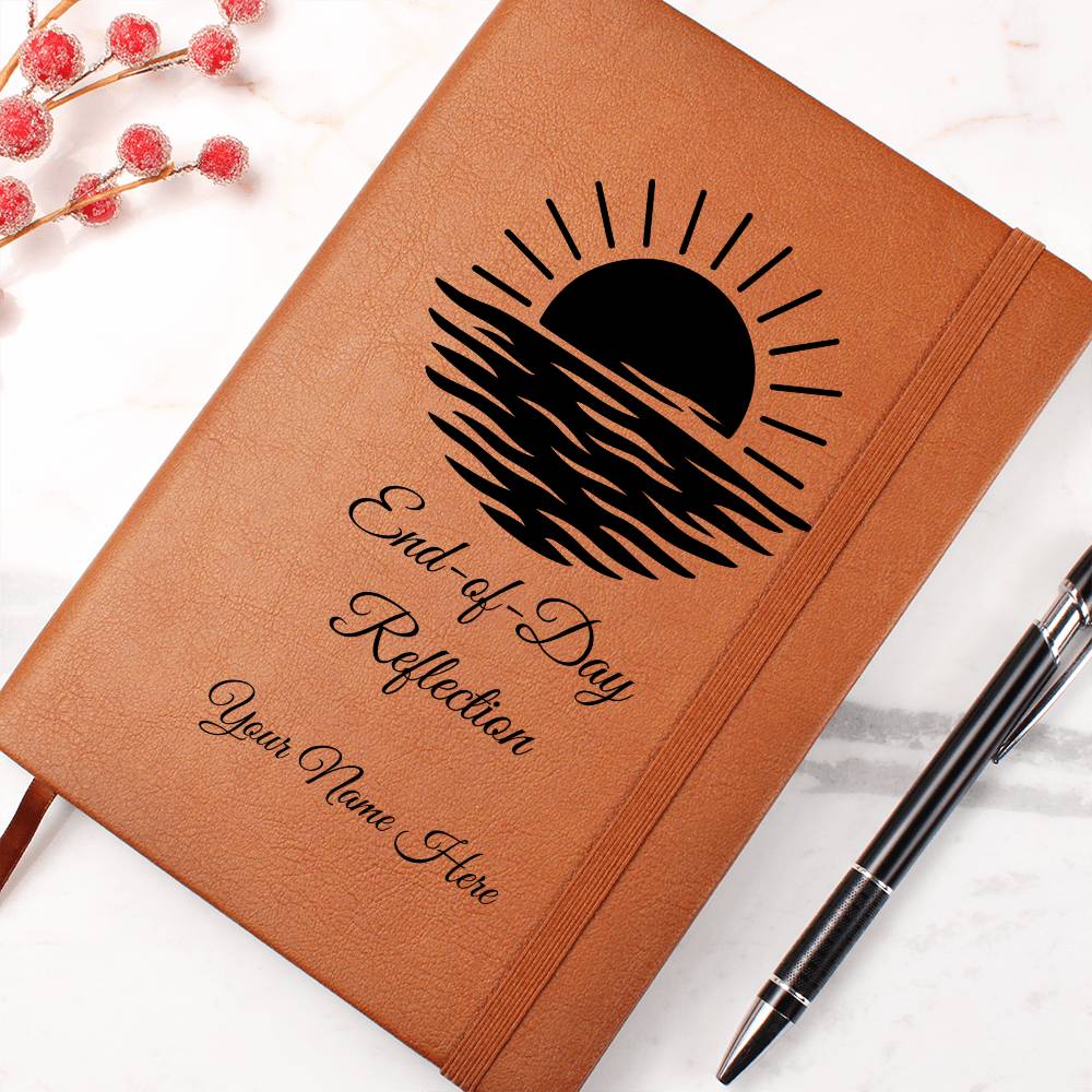 Graphic Leather Journal-Personalized Self Discovery-End Of Day