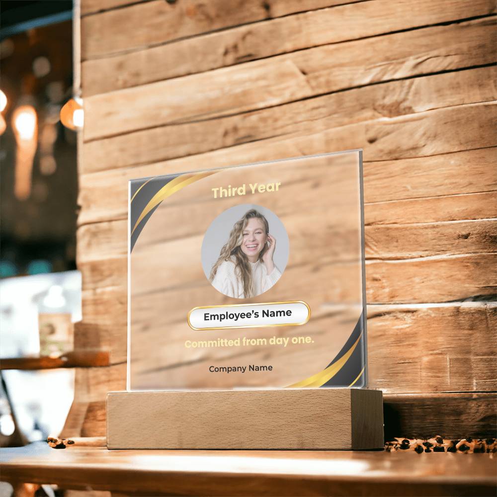 3 Year Employee Milestone Acrylic Plaque