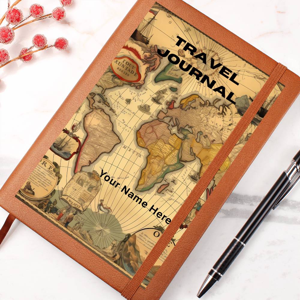 Graphic Leather Journal– Meaningful Travel Gift Journal-Map