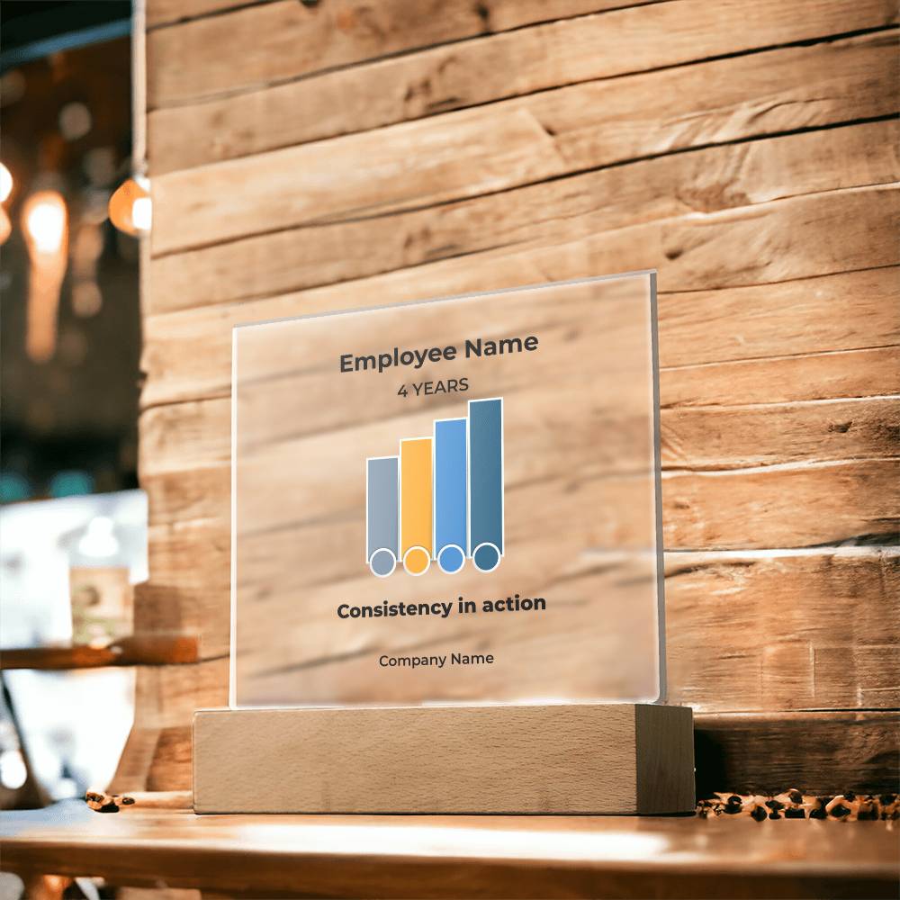 4-Year Employee Milestone Acrylic Plaque with LED Base
