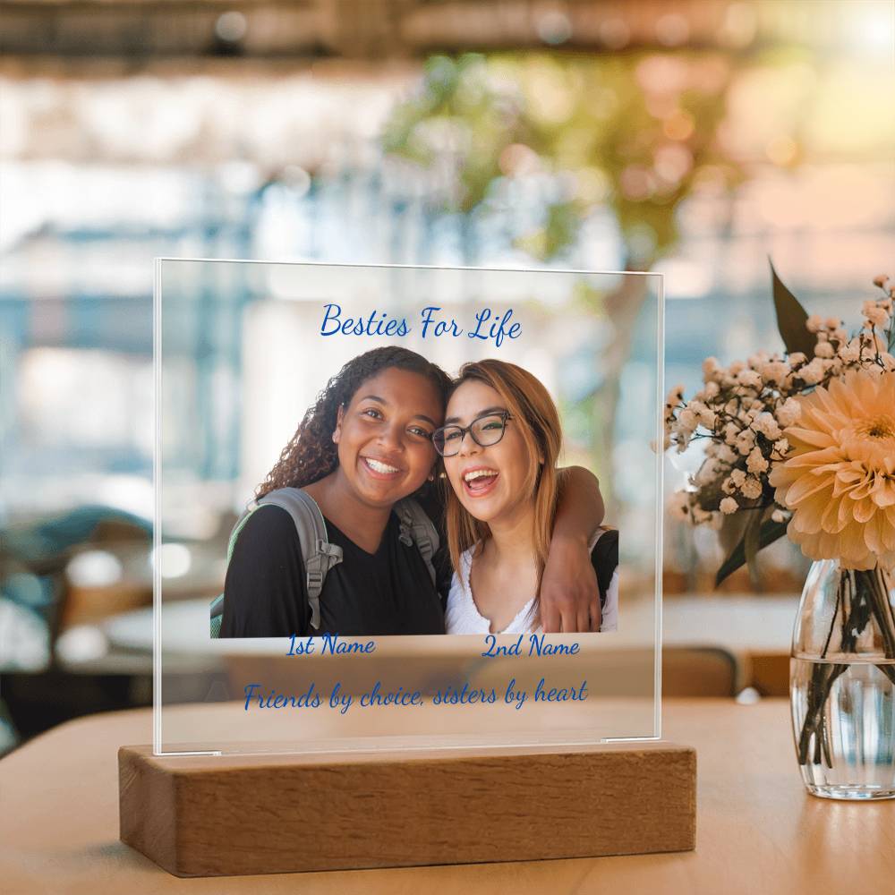 Acrylic Square Plaque-Personalized Besties