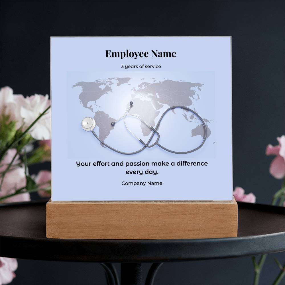 Acrylic Square Plaque -Employee Recognition 3 years