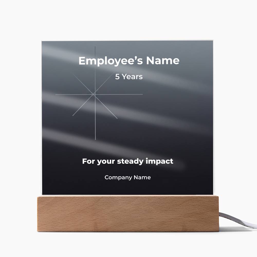Acrylic Square Plaque-Employee Milestone 5 yrs