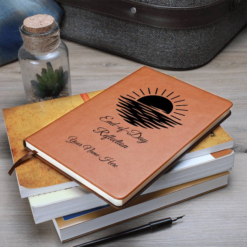 Graphic Leather Journal-Personalized Self Discovery-End Of Day