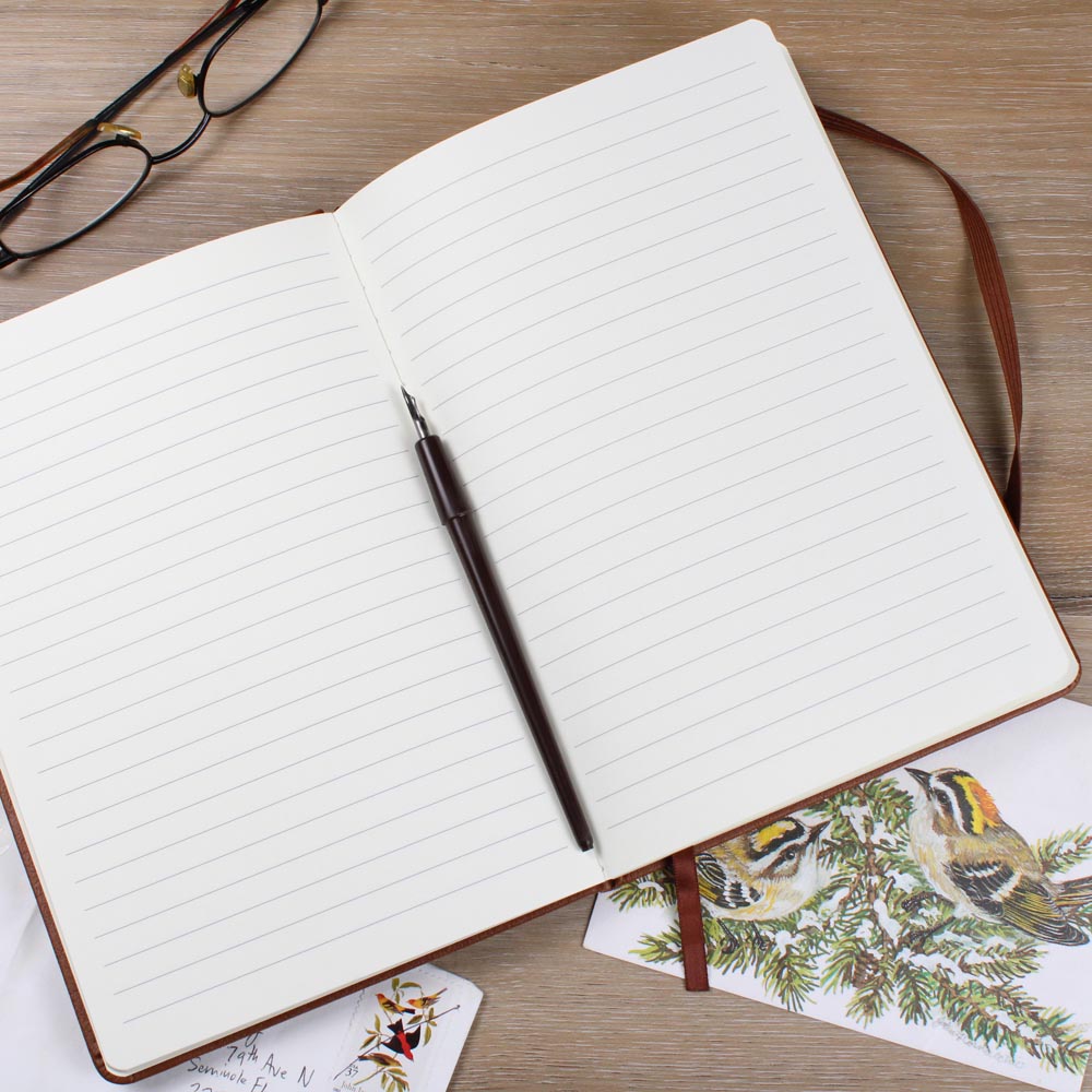 Graphic Leather Journal-Personalized Self Discovery- Blue Pen