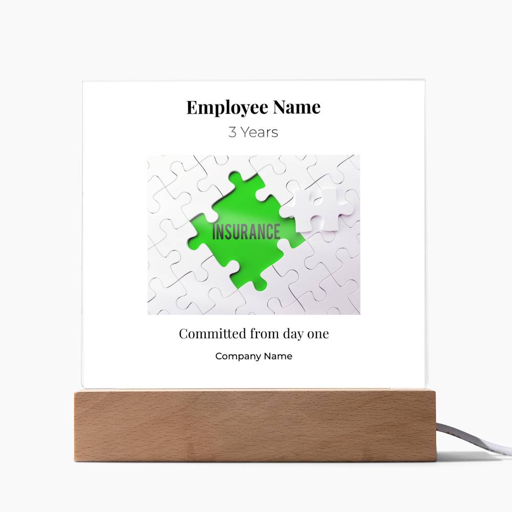 Acrylic Square Plaque -Employee Recognition 3years